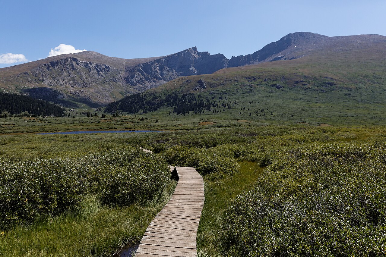 Guanella Pass high alpine boardwalk and mountain ridges